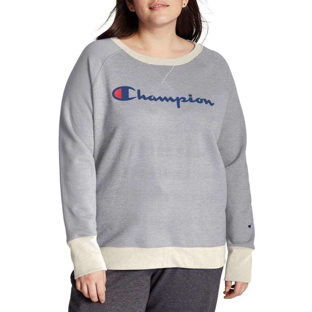Champion logo crewneck boyfriend sweatshirt 2x